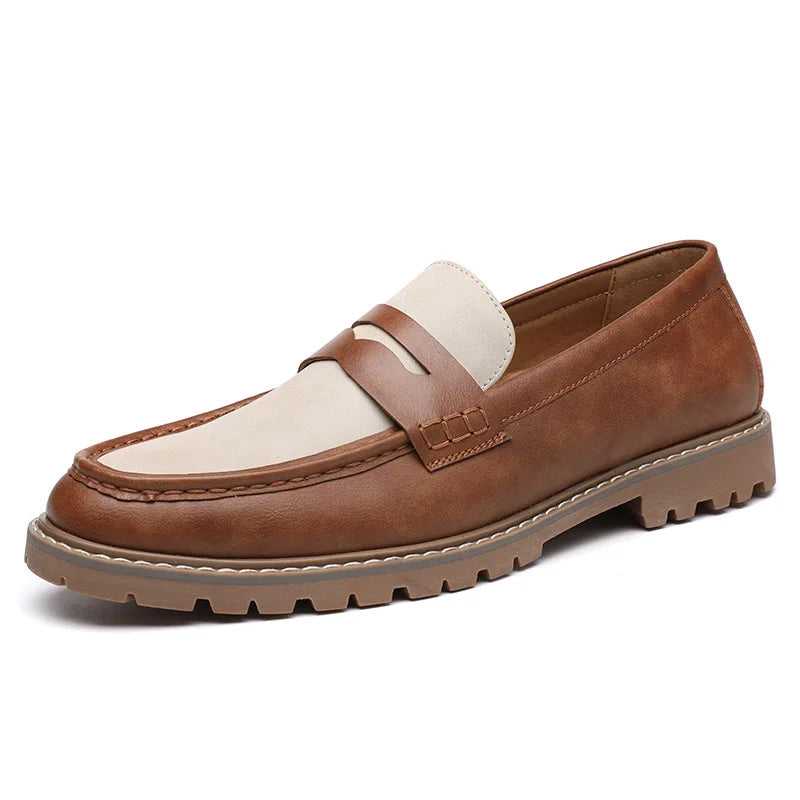 Designer Two-Tone Loafers – Pointed Slip-On Dress Shoes for Weddings & Casual Elegance